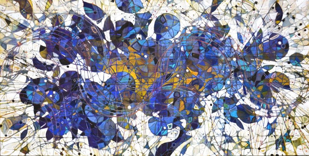 “Origin,” 2014, mixed media on canvas, 36x72 inches